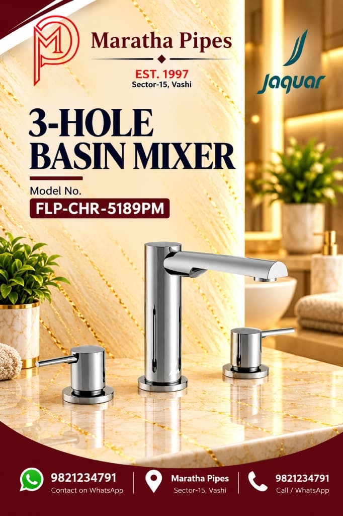 Jaquar Florentine Prime 3-Hole Basin Mixer without Popup Waste System (FLP-CHR-5189PM) – Maratha Pipes, Vashi