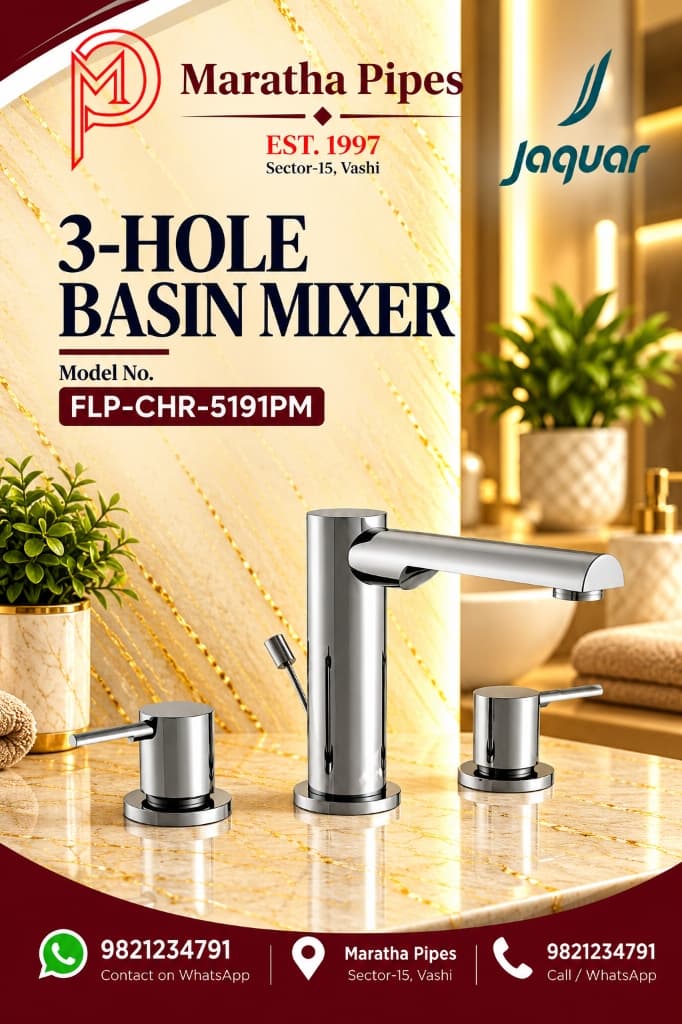 Jaquar Florentine Prime 3-Hole Basin Mixer with Popup Waste System (FLP-CHR-5191PM)