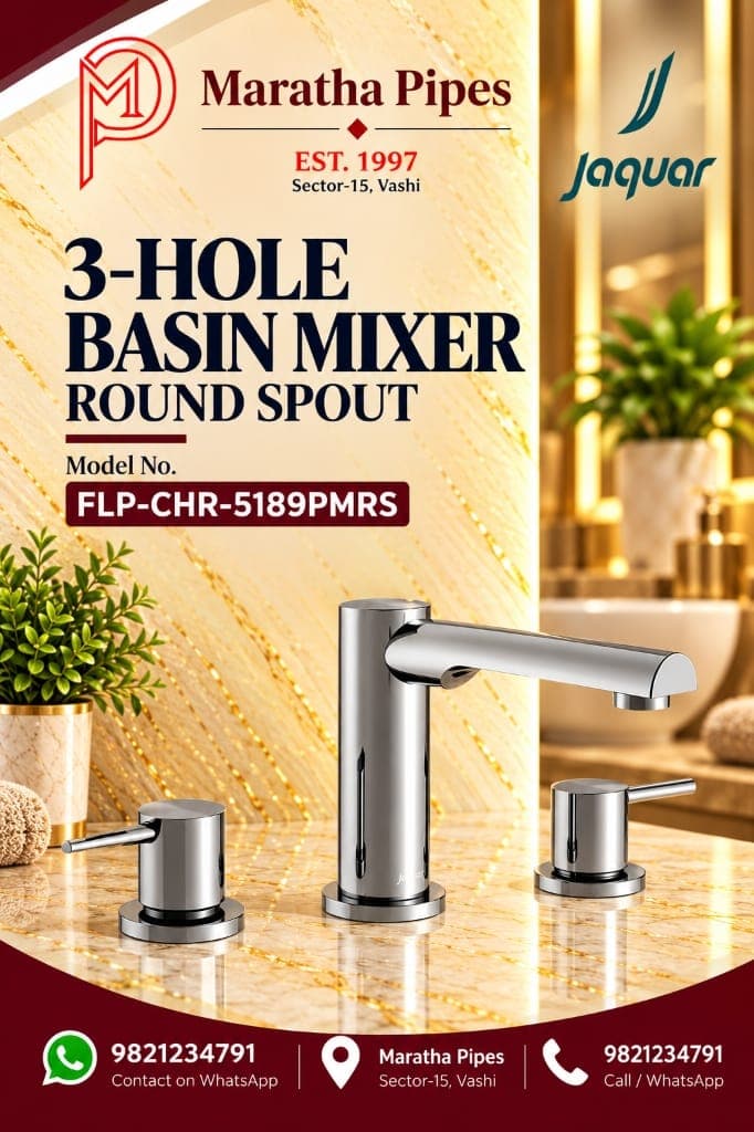 Jaquar Florentine Prime 3-Hole Basin Mixer Round Spout without Popup Waste System (FLP-CHR-5189PMRS)