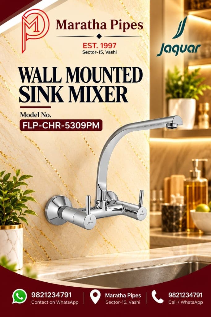 Jaquar Florentine Prime Wall Mounted Sink Mixer with Regular Swinging Spout (FLP-CHR-5309PM)