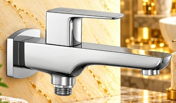 Jaquar Kubix Prime 2 Way Bib Cock with Wall Flange (KUP-CHR-35041PM) – View 2