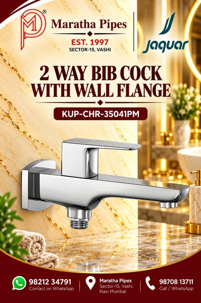 Jaquar Kubix Prime 2 Way Bib Cock with Wall Flange (KUP-CHR-35041PM)