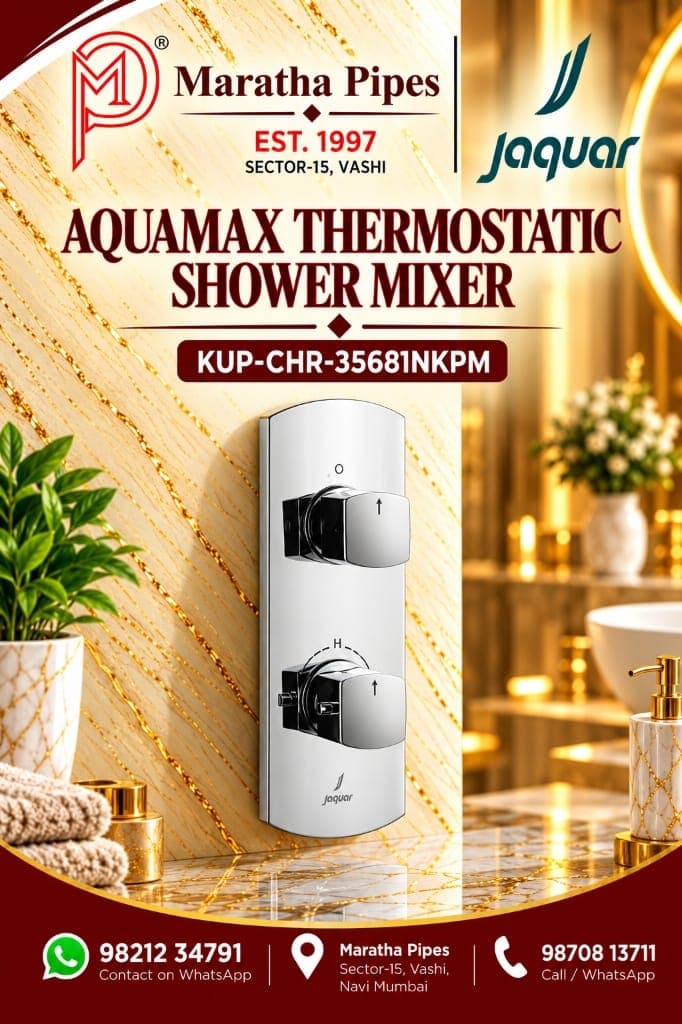 Jaquar Kubix Prime Aquamax Thermostatic Shower Mixer with 2-Way Diverter Exposed Kit (KUP-CHR-35681NKPM)
