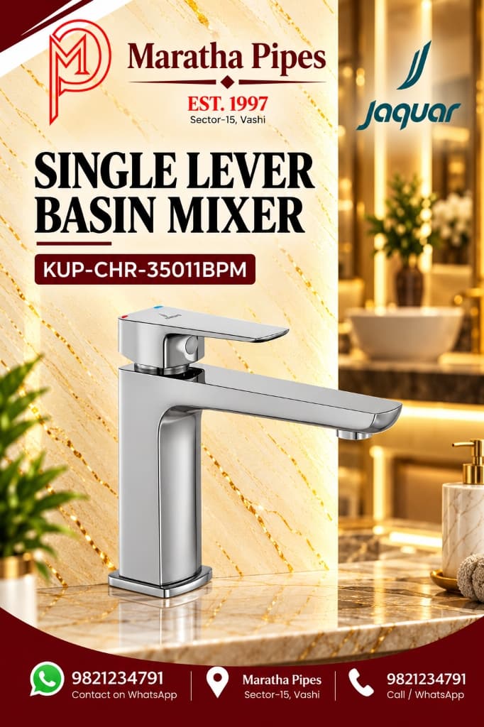 Jaquar Kubix Prime Single Lever Basin Mixer without Popup Waste (KUP-CHR-35011BPM)