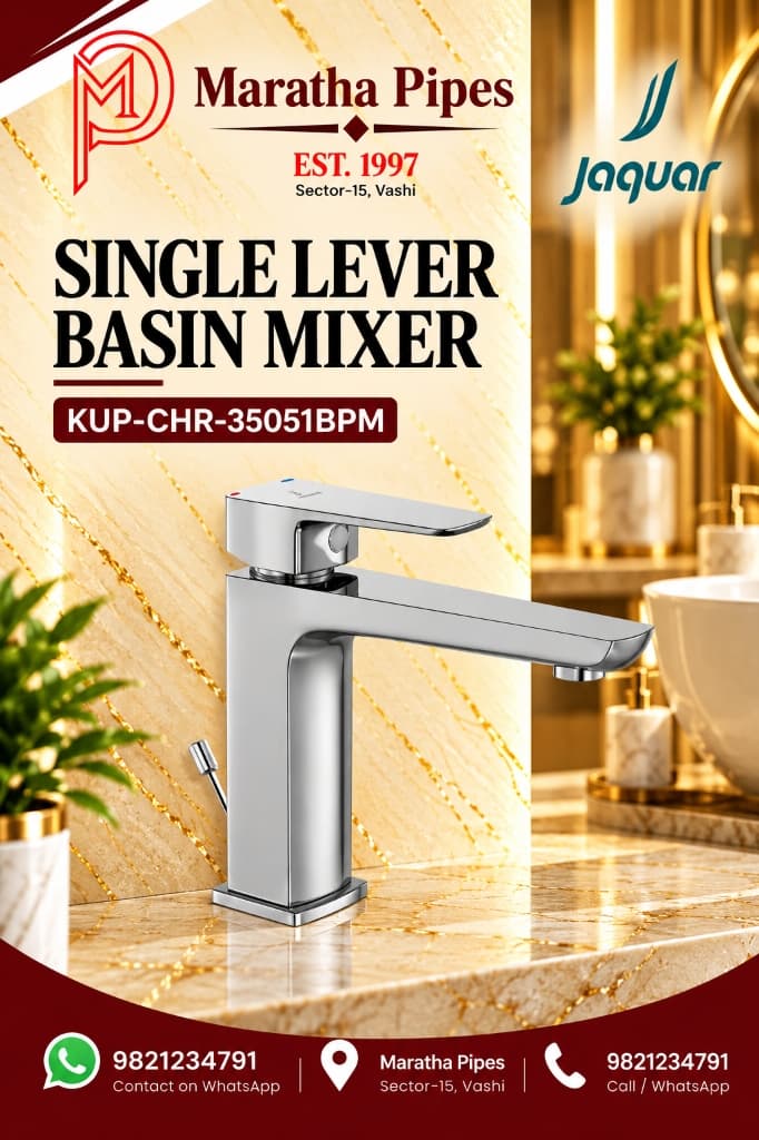 Jaquar Kubix Prime Single Lever Basin Mixer with Popup Waste (KUP-CHR-35051BPM)