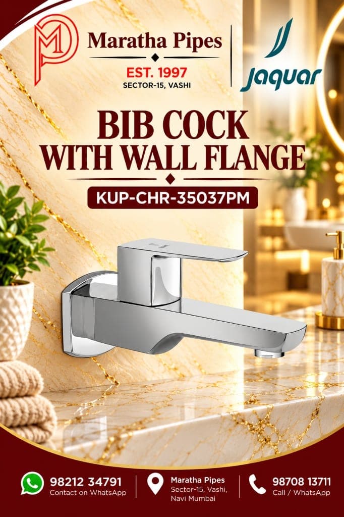 Jaquar Kubix Prime Bib Cock with Wall Flange (KUP-CHR-35037PM)