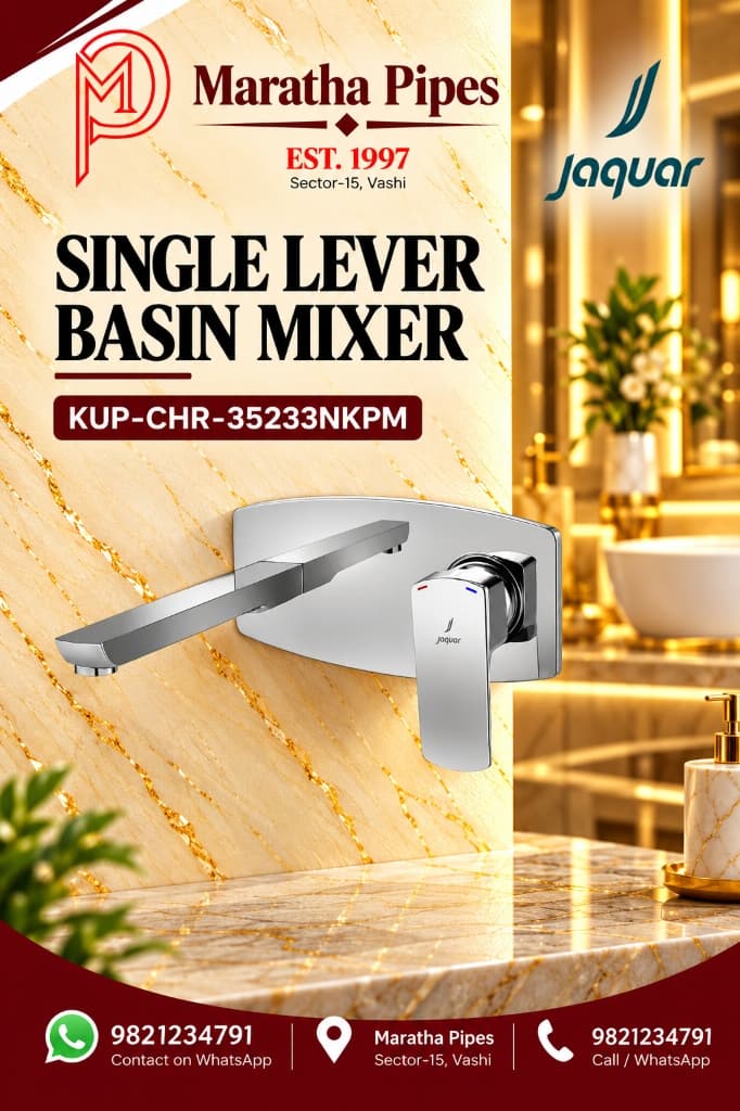 Jaquar Kubix Prime Exposed Part Kit Single Lever Basin Mixer Wall Mounted (KUP-CHR-35233NKPM)