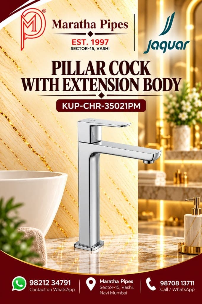 Jaquar Kubix Prime Pillar Cock with 190mm Extension Body (KUP-CHR-35021PM)