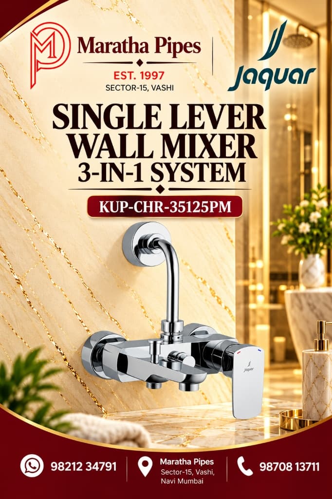 Jaquar Kubix Prime Single Lever Wall Mixer 3-in-1 System (KUP-CHR-35125PM)