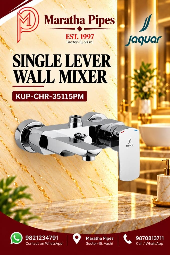 Jaquar Kubix Prime Single Lever Wall Mixer with Exposed Shower Pipe Connection (KUP-CHR-35115PM)