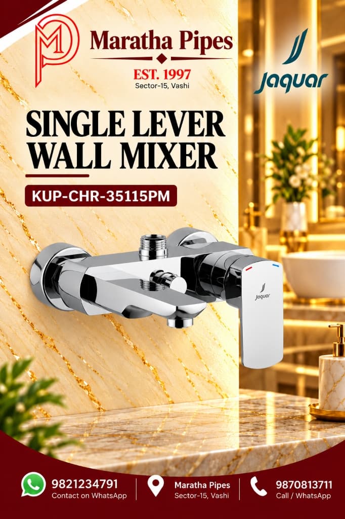 Jaquar Kubix Prime Single Lever Wall Mixer with Exposed Shower Pipe Connection (KUP-CHR-35115PM)