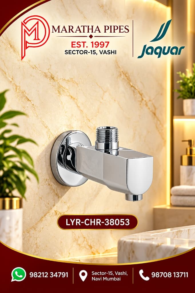 Jaquar Lyric Angular Stop Cock with Wall Flange (LYR-CHR-38053) – Maratha Pipes, Vashi