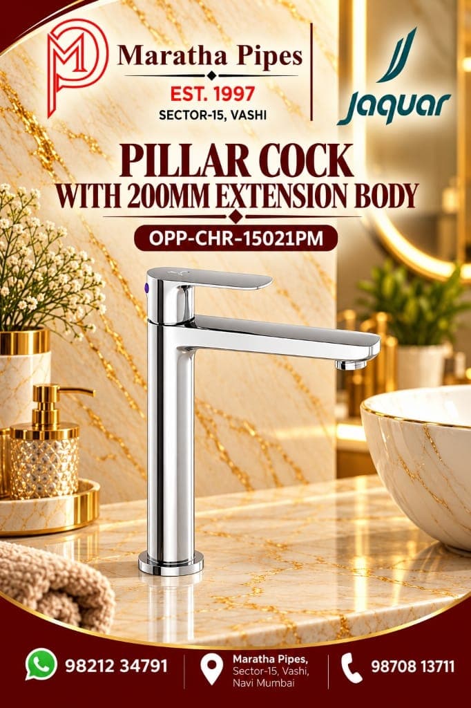 Jaquar Opal Prime Pillar Cock with 200mm Extension Body (OPP-CHR-15021PM)