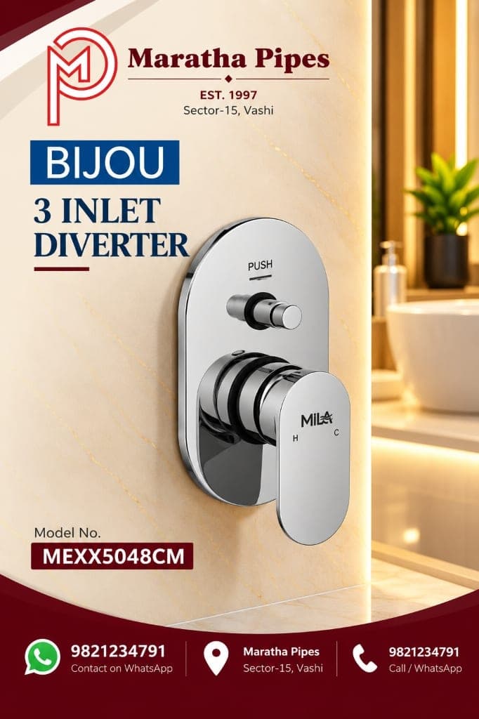 Mila Bijou 3-Inlet Concealed Diverter Faucet - Brass