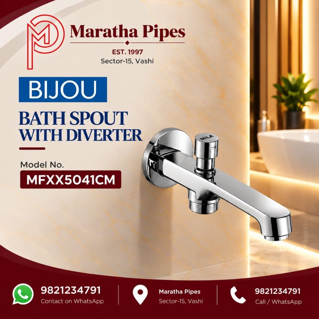 Mila Bijou Bath Spout with Diverter Faucet - Brass