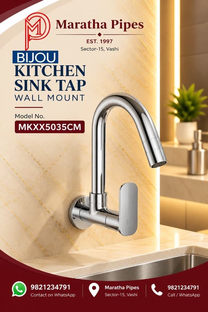 Bijou Kitchen Sink Tap Wall Mount - Chrome (MKXX5035CM)
