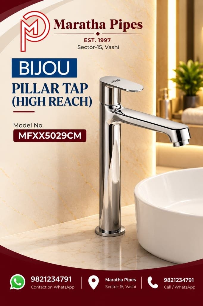 Mila Bijou High Reach Pillar Tap Faucet - Brass