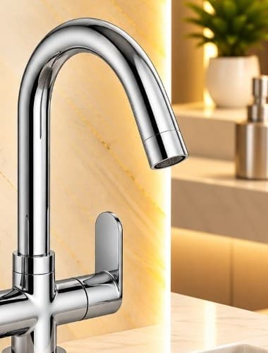 Bijou Two Handle Central Hole Basin Mixer - Chrome (MFXX5037CM) – View 2