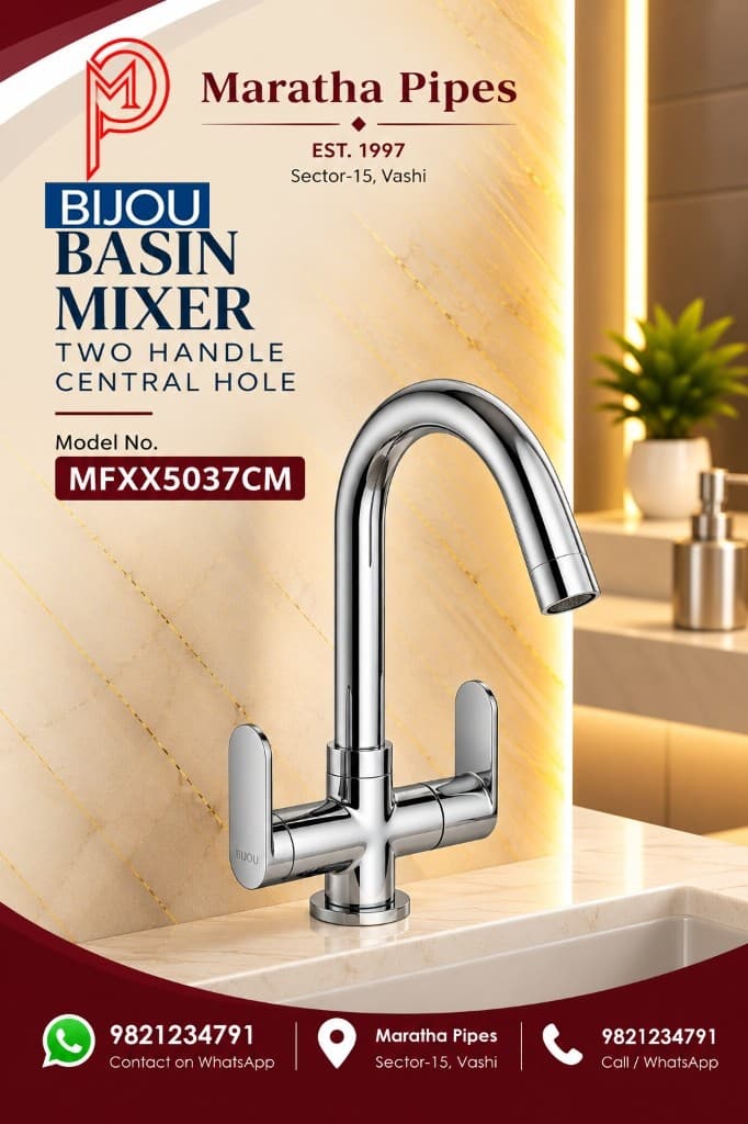 Bijou Two Handle Central Hole Basin Mixer - Chrome (MFXX5037CM) – Maratha Pipes, Vashi