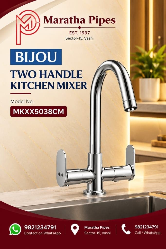 Mila Bijou Two Handle Kitchen Sink Mixer Faucet - Brass