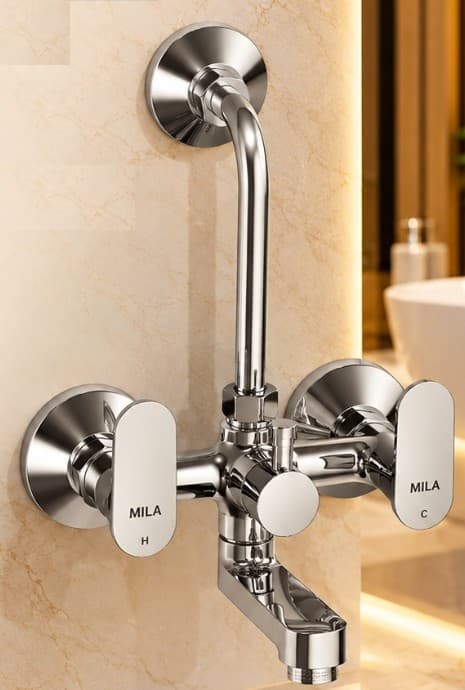 Mila Bijou Wall Mixer 2-in-1 Faucet with Bend Pipe - Brass – View 2