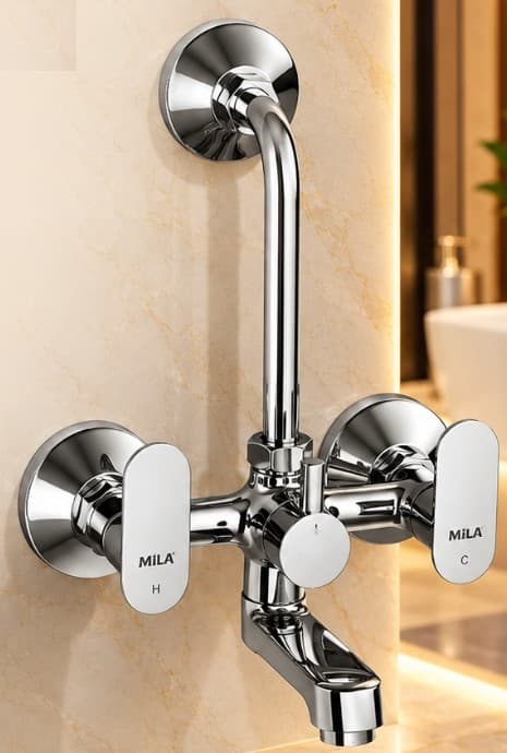 Mila Bijou Wall Mixer 3-in-1 Faucet with Provision - Brass – View 2