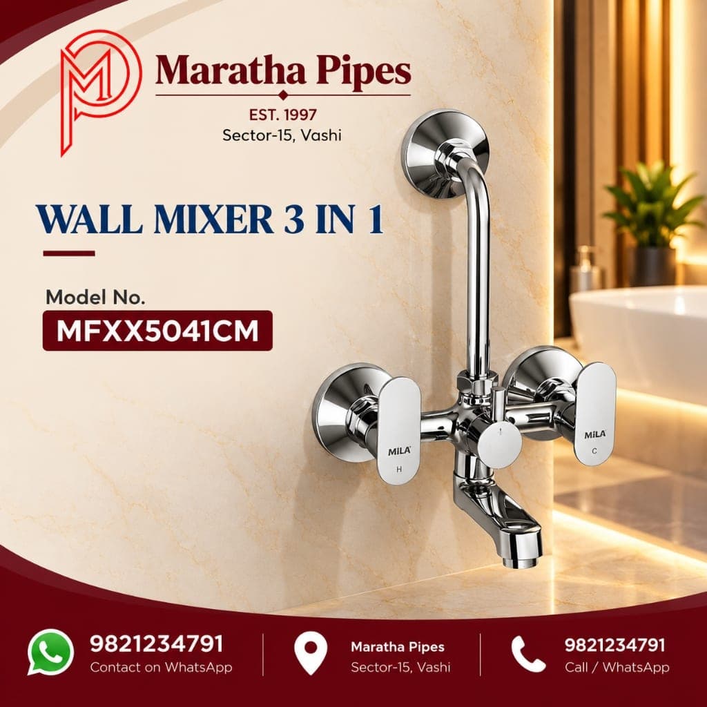 Mila Bijou Wall Mixer 3-in-1 Faucet with Provision - Brass