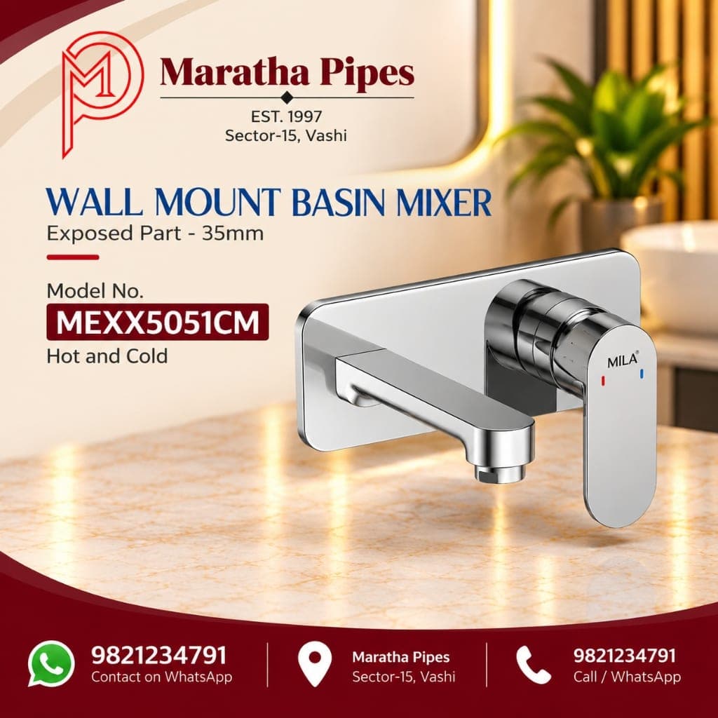Mila Bijou Wall Mount Basin Mixer Faucet 35mm - Brass
