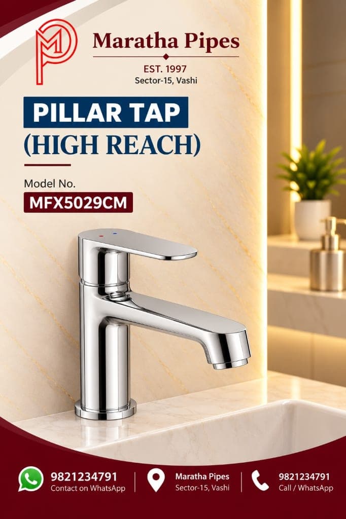 Mila High Reach Pillar Tap Faucet - Brass