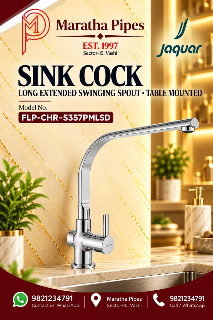 Jaquar Florentine Prime Table Mounted Sink Cock with Long Extended Swinging Spout (FLP-CHR-5357PMLSD)