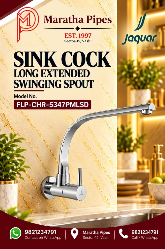 Jaquar Florentine Prime Wall Mounted Sink Cock with Long Extended Swinging Spout (FLP-CHR-5347PMLSD)