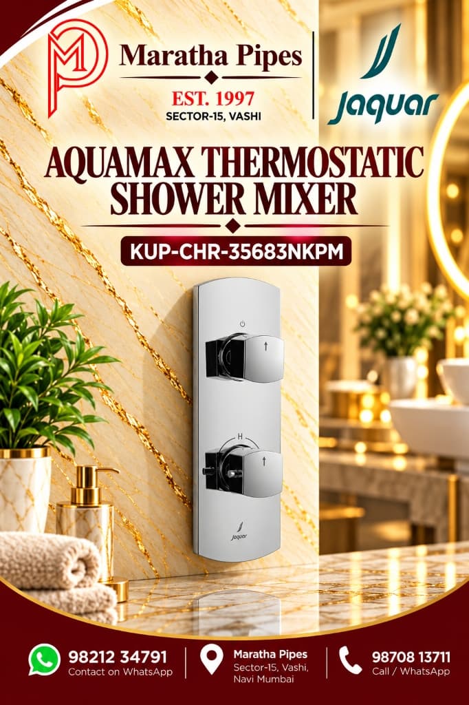 Jaquar Kubix Prime Aquamax Thermostatic Shower Mixer with 3-Way Diverter Exposed Kit (KUP-CHR-35683NKPM)