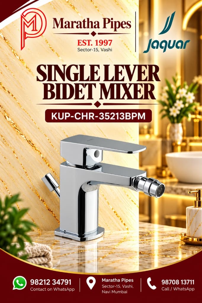 Jaquar Kubix Prime Single Lever 1-Hole Bidet Mixer with Popup Waste (KUP-CHR-35213BPM)