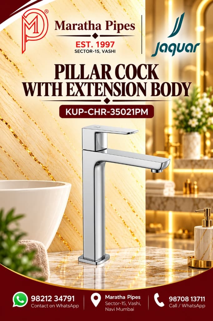 Jaquar Kubix Prime Pillar Cock with 190mm Extension Body (KUP-CHR-35021PM)