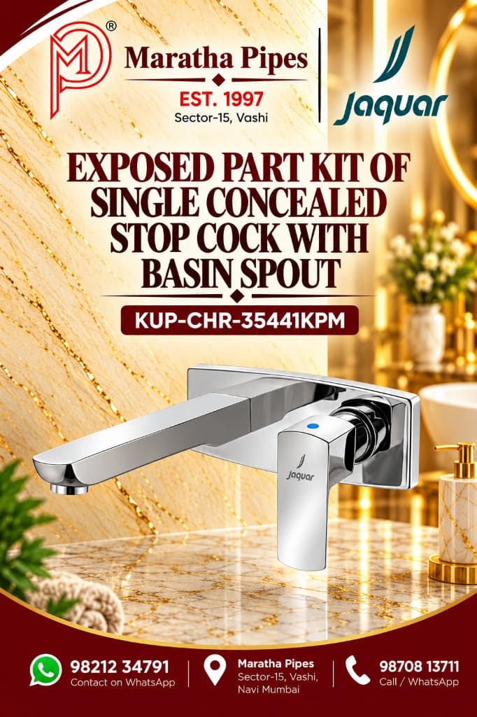 Jaquar Kubix Prime Exposed Part Kit of Single Concealed Stop Cock with Basin Spout (KUP-CHR-35441KPM)