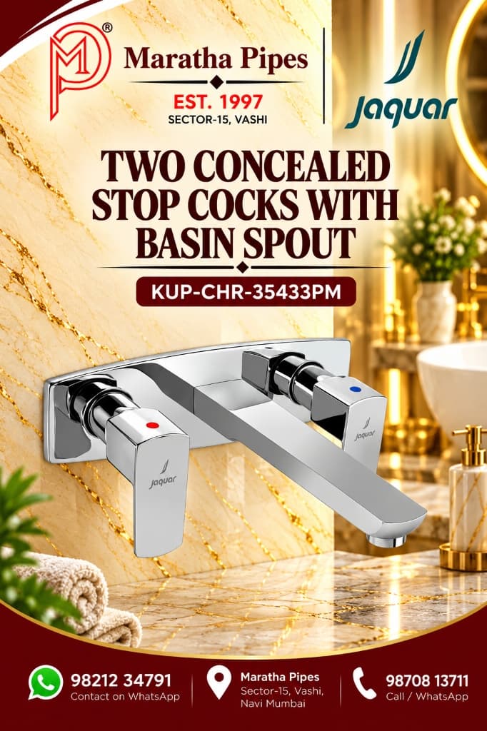 Jaquar Kubix Prime Two Concealed Stop Cocks with Basin Spout (KUP-CHR-35433PM)