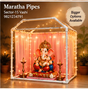 Spacious Society & Hall Setup - Custom PVC Ganpati Pandal Structure by Maratha Pipes Vashi Large Society & Hall PVC Pandal Structure - Maratha Pipes Vashi